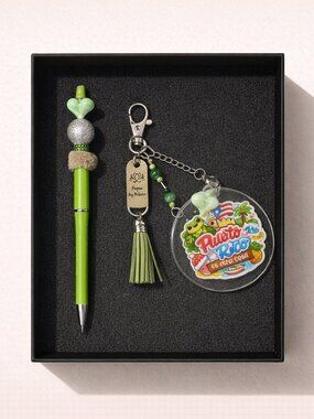 Puerto Rico Keychain & Green Pen Set – 6" Gift Combo